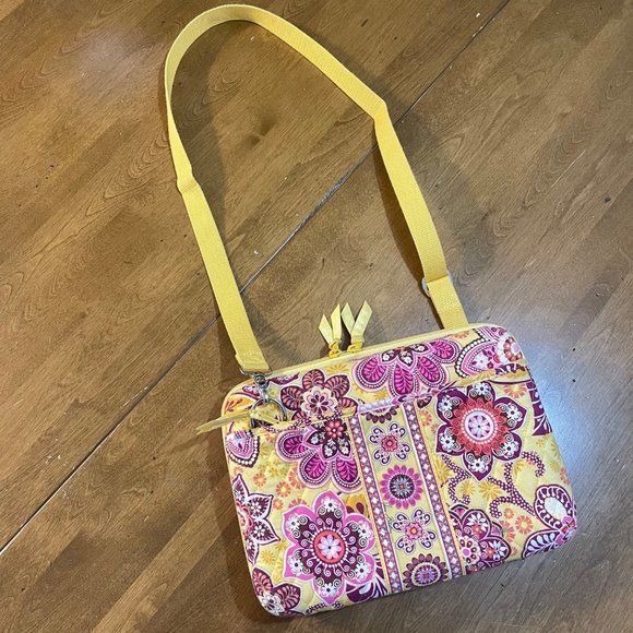 Vera Bradley Bali‎ Gold Table Hard Case Holder With Shoulder Strap Zip Up - Picture 1 of 12